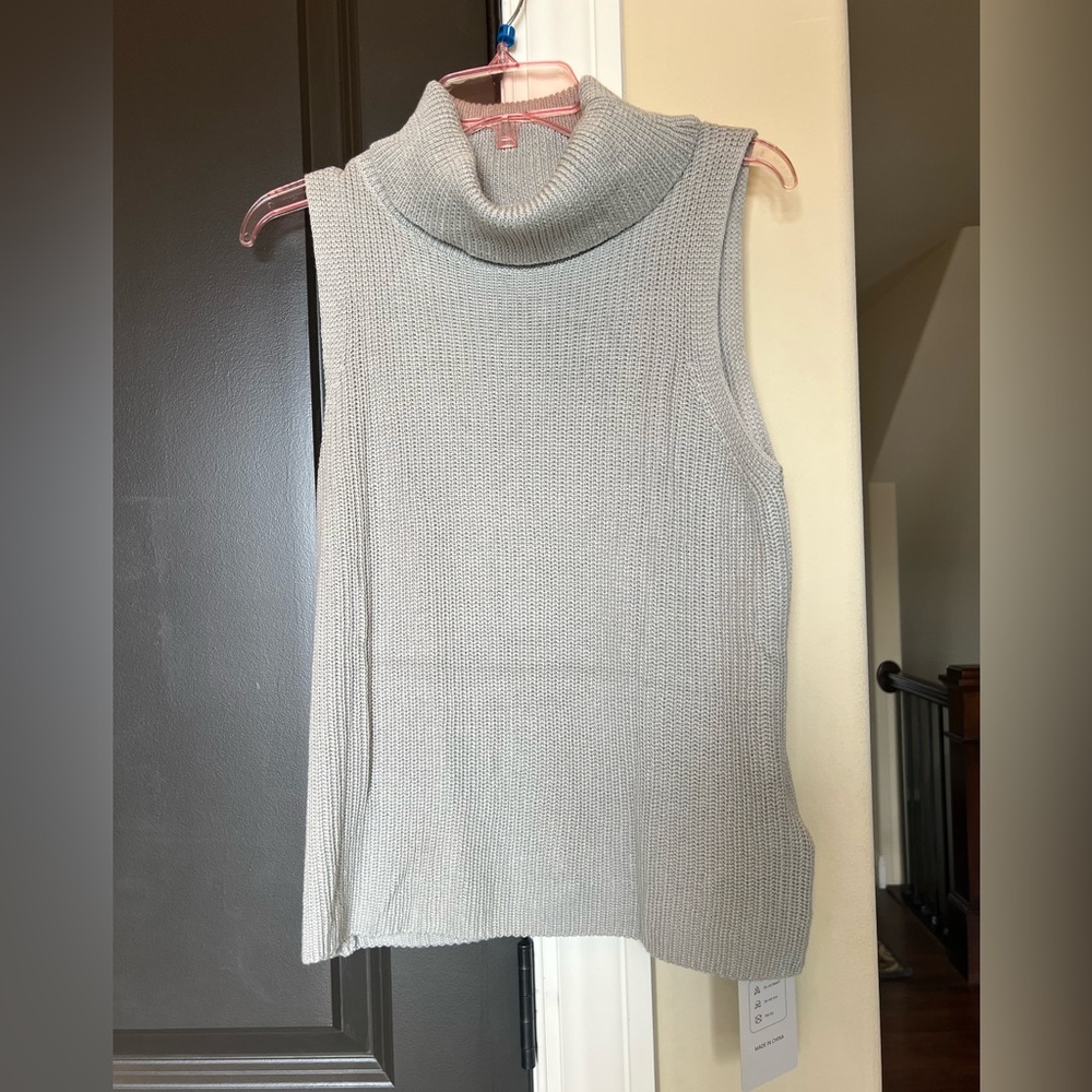 โ๏ธโ๏ธ ๐ก๐ช๐ง Womenโs Sleeveless Sweater Vest Turtleneck Ribbed Knit Tank Top Shell - Picture 3 of 5